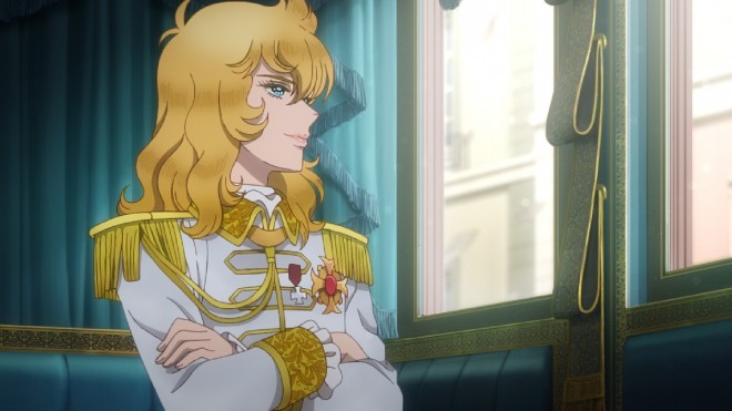 A stunning still from The Rose of Versailles featuring Oscar François de Jarjayes.